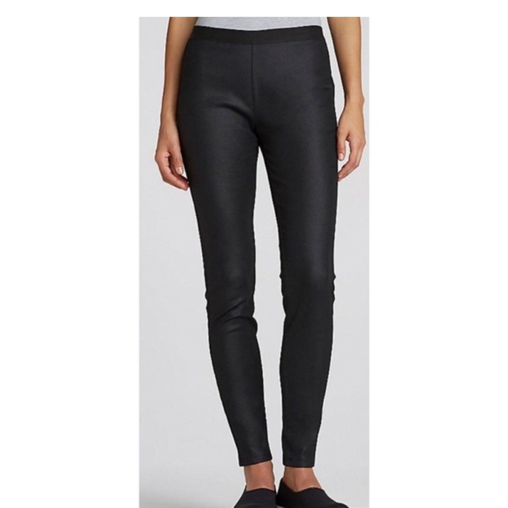 Eileen Fisher Waxed Organic Cotton Blend Pull On stretchy Jeans elastic Waist